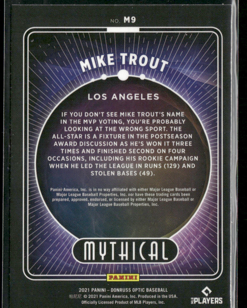 Mike Trout 2021 Donruss Optic Mythical #M9 Los Angeles Angels