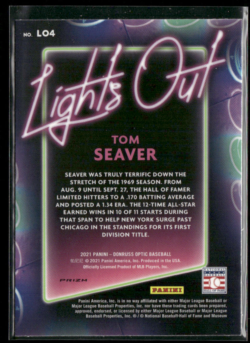 Tom Seaver 2021 Donruss Optic Lights Out Holo #LO4 New York Mets