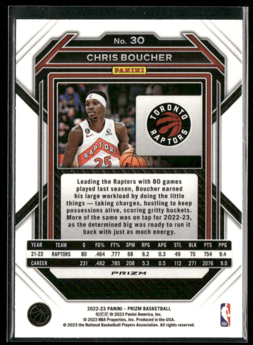 Chris Boucher 2022-23 Panini Prizm Prizms Silver #30 Toronto Raptors
