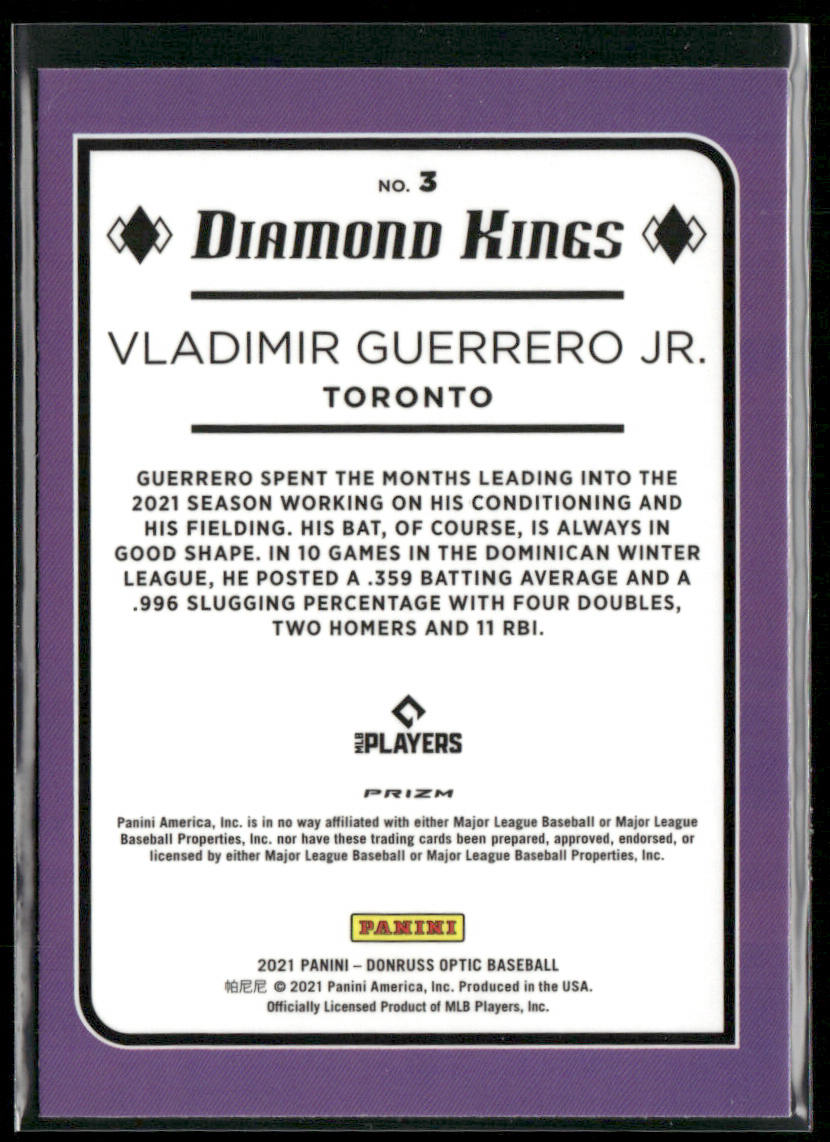 Vladimir Guerrero Jr. 2021 Donruss Optic Pink #3 Toronto Blue Jays