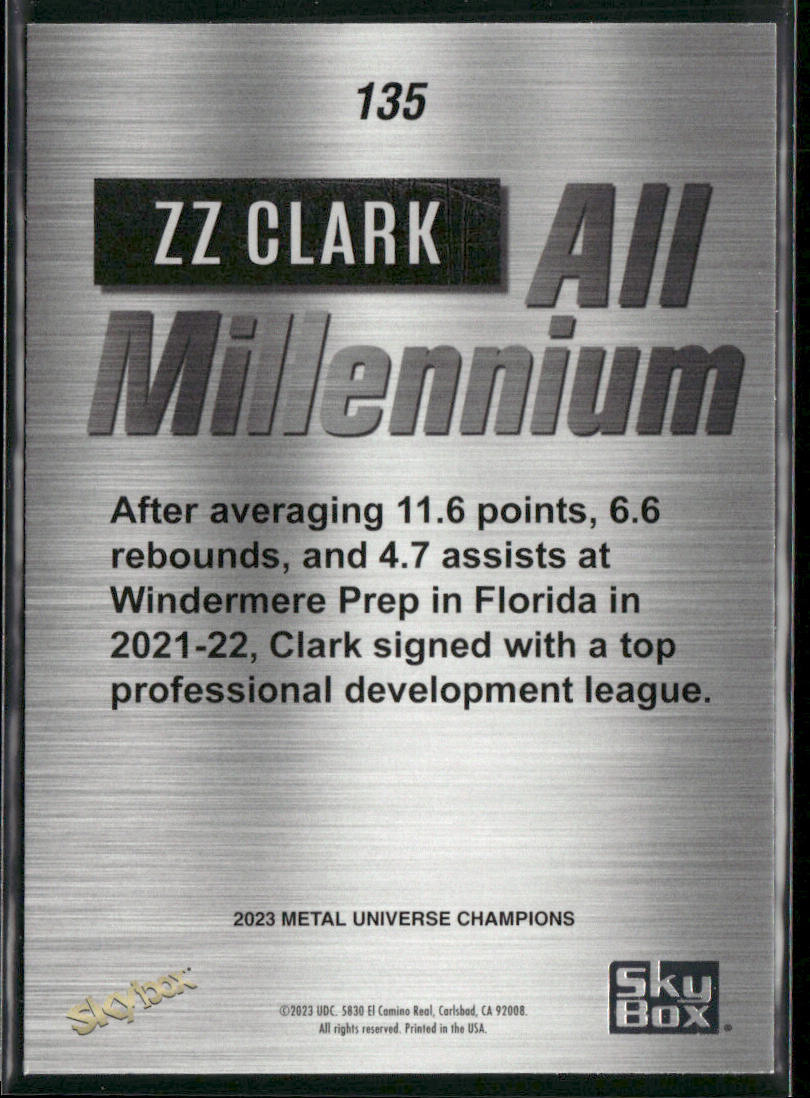 ZZ Clark 2023 SkyBox Metal Universe Champions #135 back