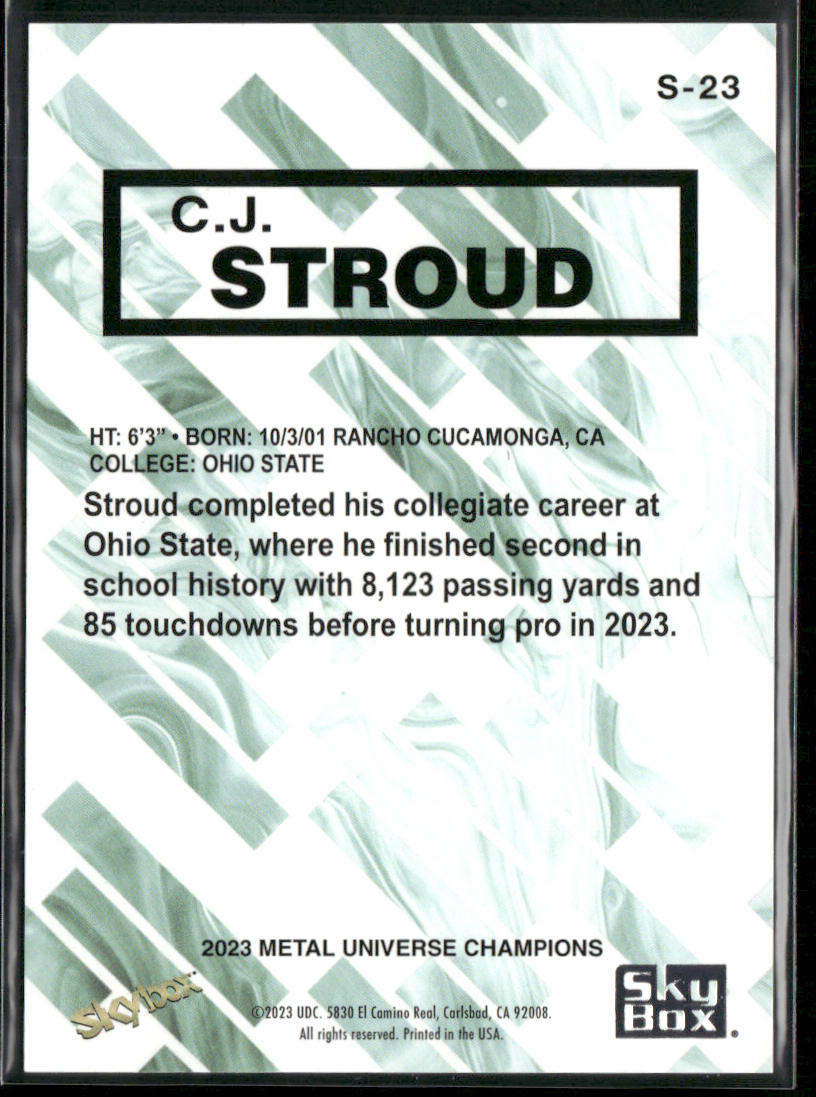 C.J. Stroud 2023 SkyBox Metal Universe Champions SkyBox Premium #S-23