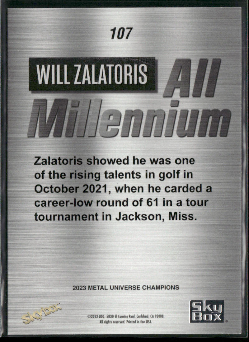 Will Zalatoris 2023 SkyBox Metal Universe Champions Aqua #107