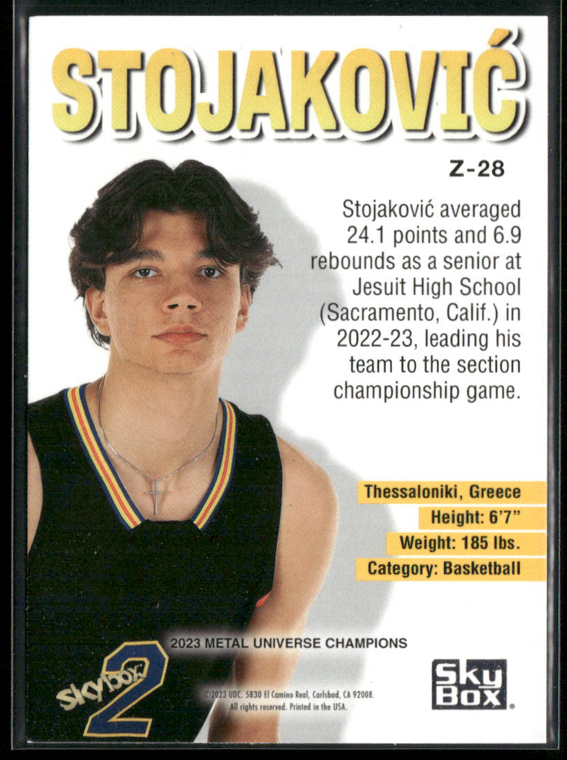 Andrej Stojakovic 2023 SkyBox Metal Universe Champions Z-Force #Z-28