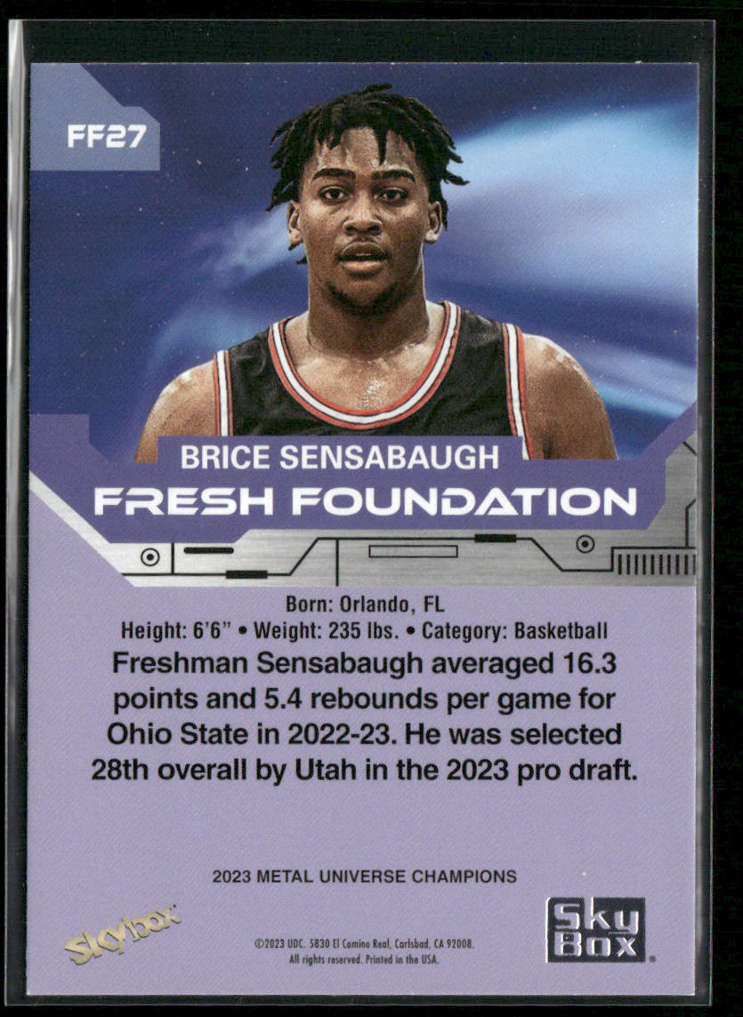 Brice Sensabaugh 2023 SkyBox Metal Universe Fresh Foundation Aqua #FF27
