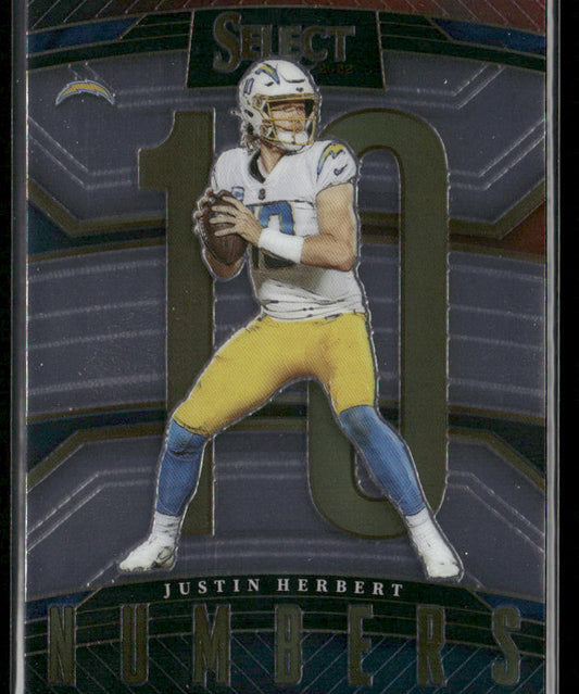 Justin Herbert 2022 Panini Select Select Numbers #SN-3 Los Angeles Chargers