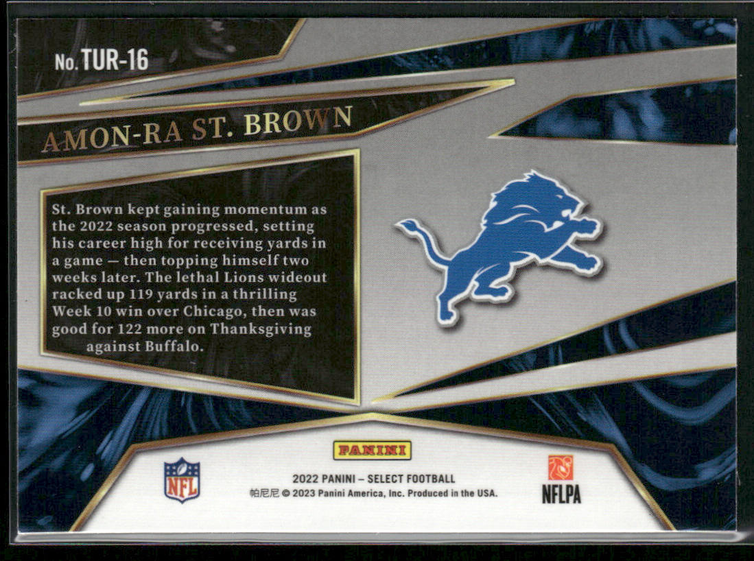 Amon-Ra St. Brown 2022 Panini Select Turbocharged #TUR-16 Detroit Lions
