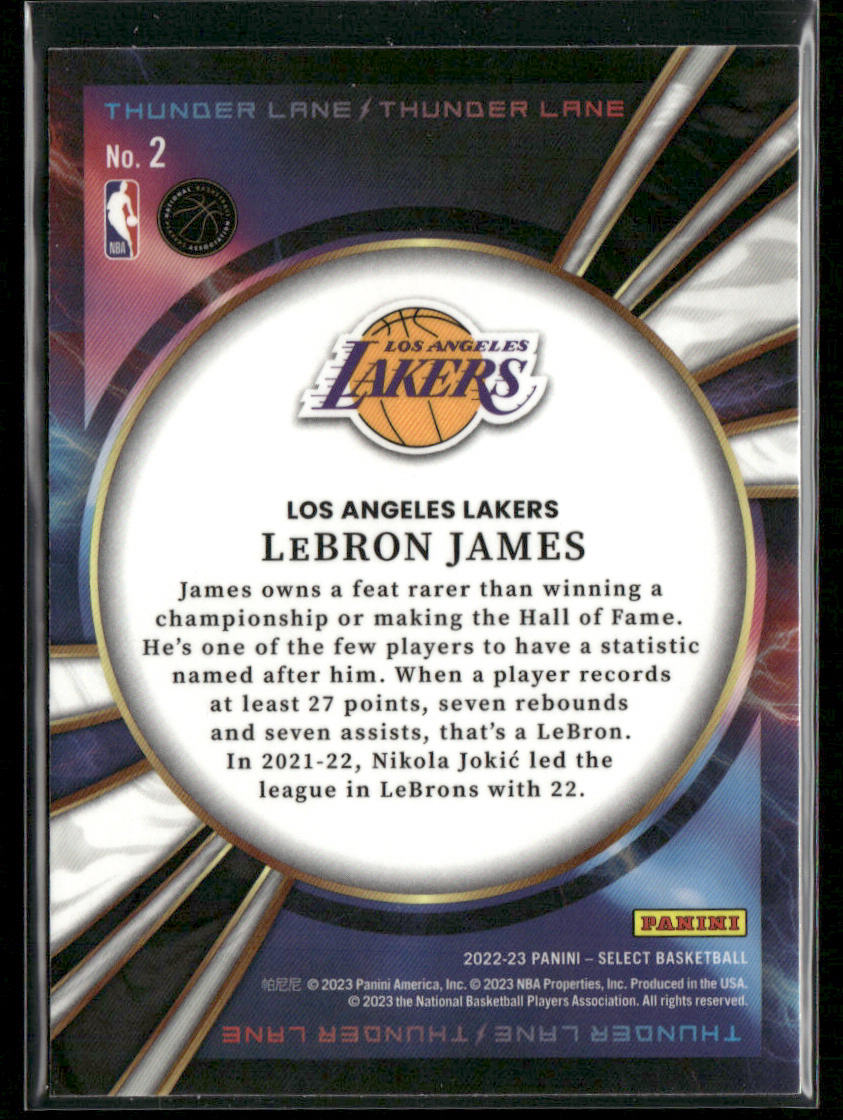 LeBron James 2022-23 Panini Select Thunder Lane #2 Los Angeles Lakers