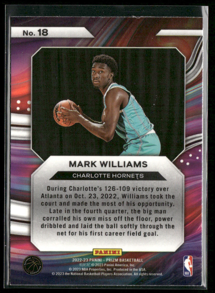 Mark Williams 2022-23 Panini Prizm Instant Impact #18 Charlotte Hornets
