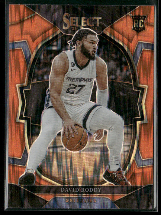 David Roddy 2022-23 Panini Select Orange Flash Prizms #78 RC Memphis Grizzlies