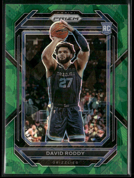 David Roddy 2022-23 Panini Prizm Prizms Green Ice #261 Memphis Grizzlies