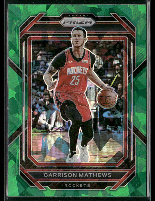 Garrison Mathews 2022-23 Panini Prizm Prizms Green Ice #188 Houston Rockets