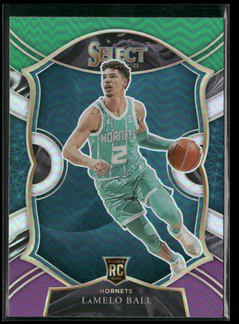 LaMelo Ball 2020-21 Panini Select Green White Purple #63 RC Charlotte Hornets