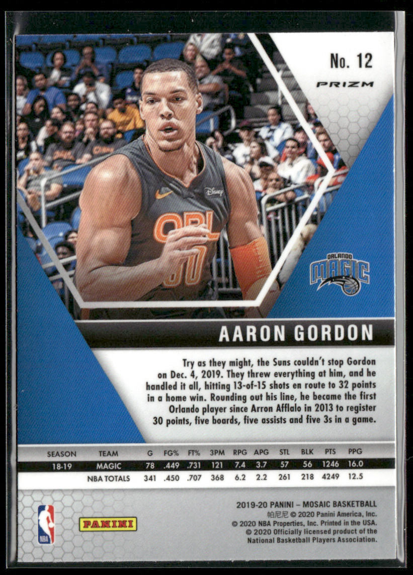 Aaron Gordon 2019-20 Panini Mosaic Reactive Orange #12 Orlando Magic