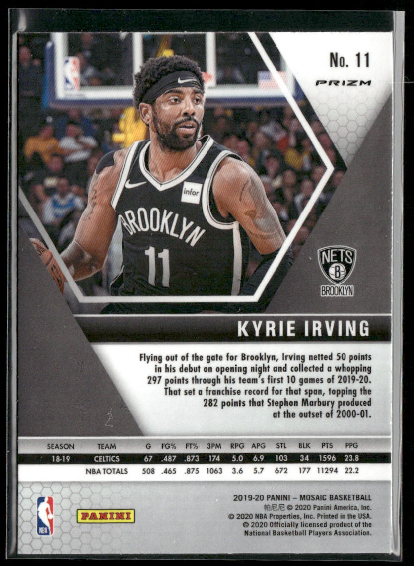 Kyrie Irving 2019-20 Panini Mosaic Reactive Orange #11 Brooklyn Nets