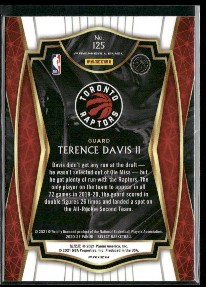 Terence Davis II 2020-21 Panini Select Red White Orange Shimmer #125 Raptors
