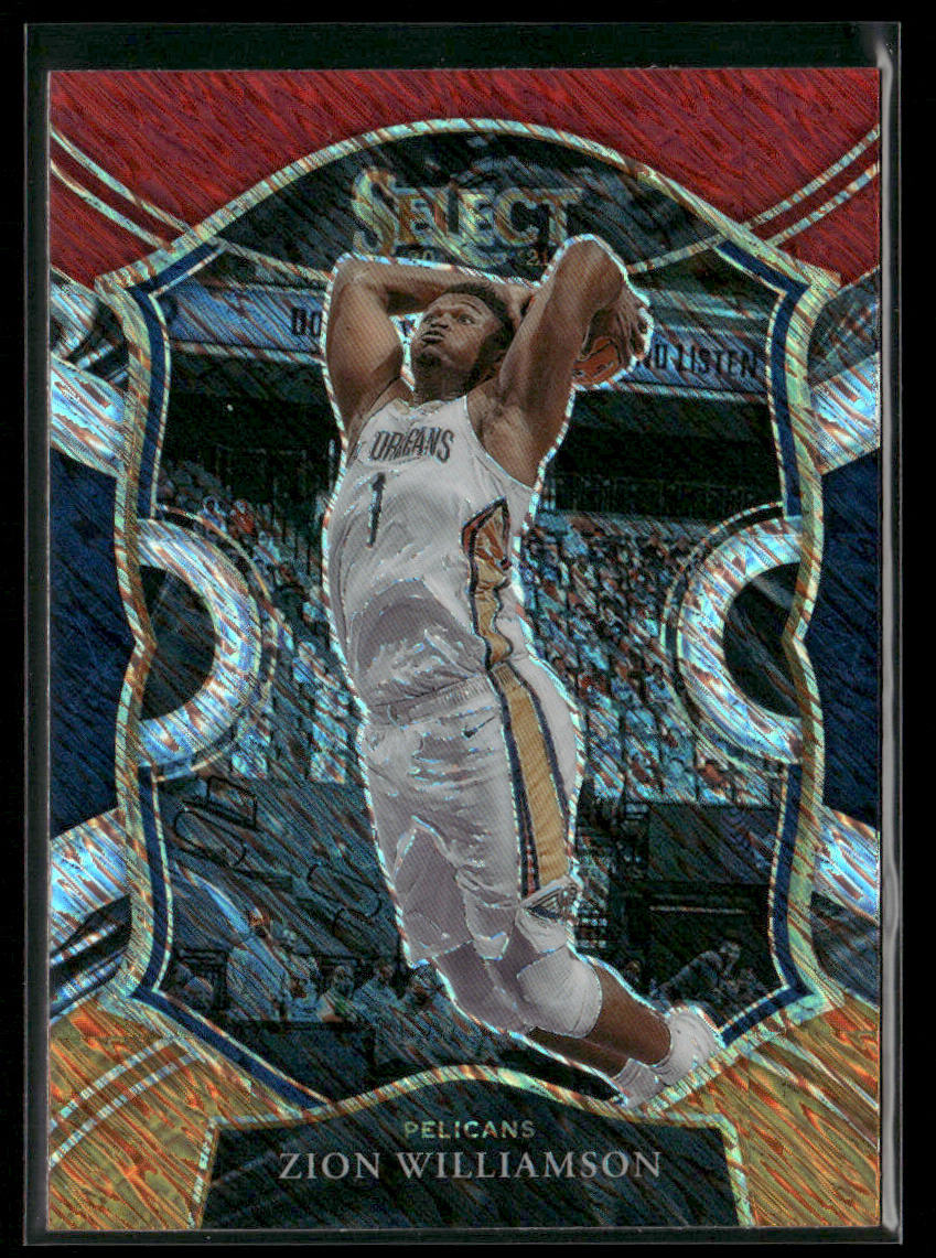 Zion Williamson 2020-21 Panini Select Red White Orange Shimmer #1 Pelicans