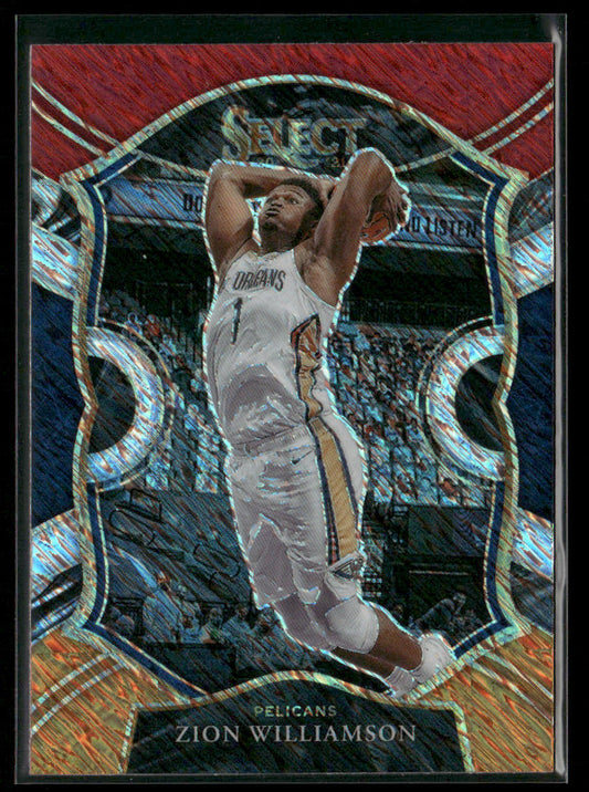 Zion Williamson 2020-21 Panini Select Red White Orange Shimmer #1 Pelicans