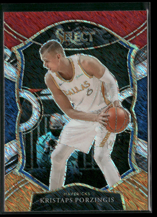 Kristaps Porzingis 2020-21 Panini Select Red White Orange Shimmer #43 Mavericks