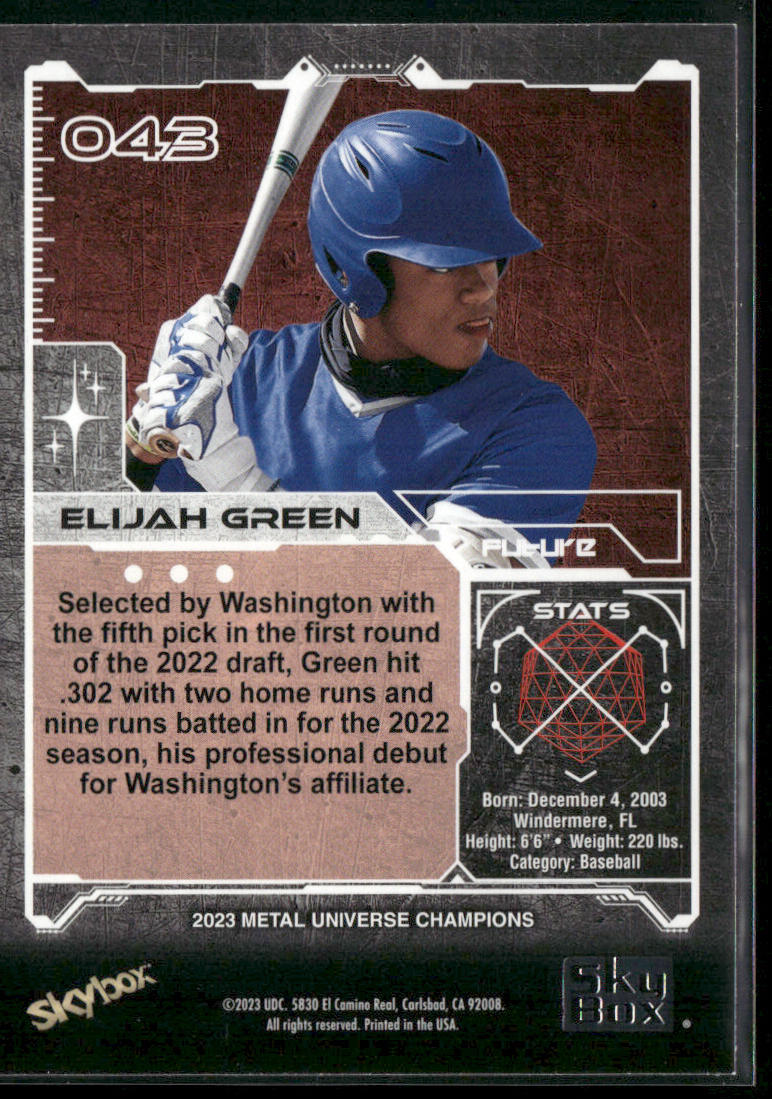 Elijah Green 2023 SkyBox Metal Universe Champions Aqua #043