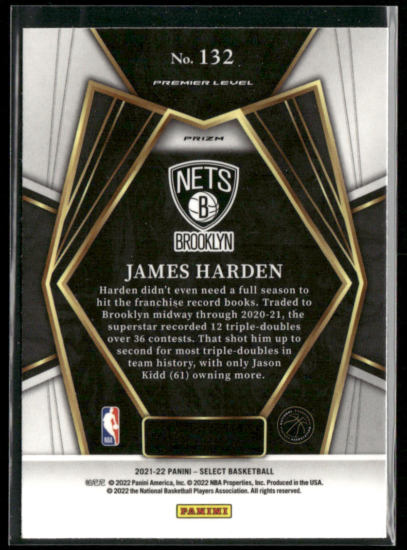James Harden 2021-22 Panini Select Orange Flash Prizms #132 Brooklyn Nets