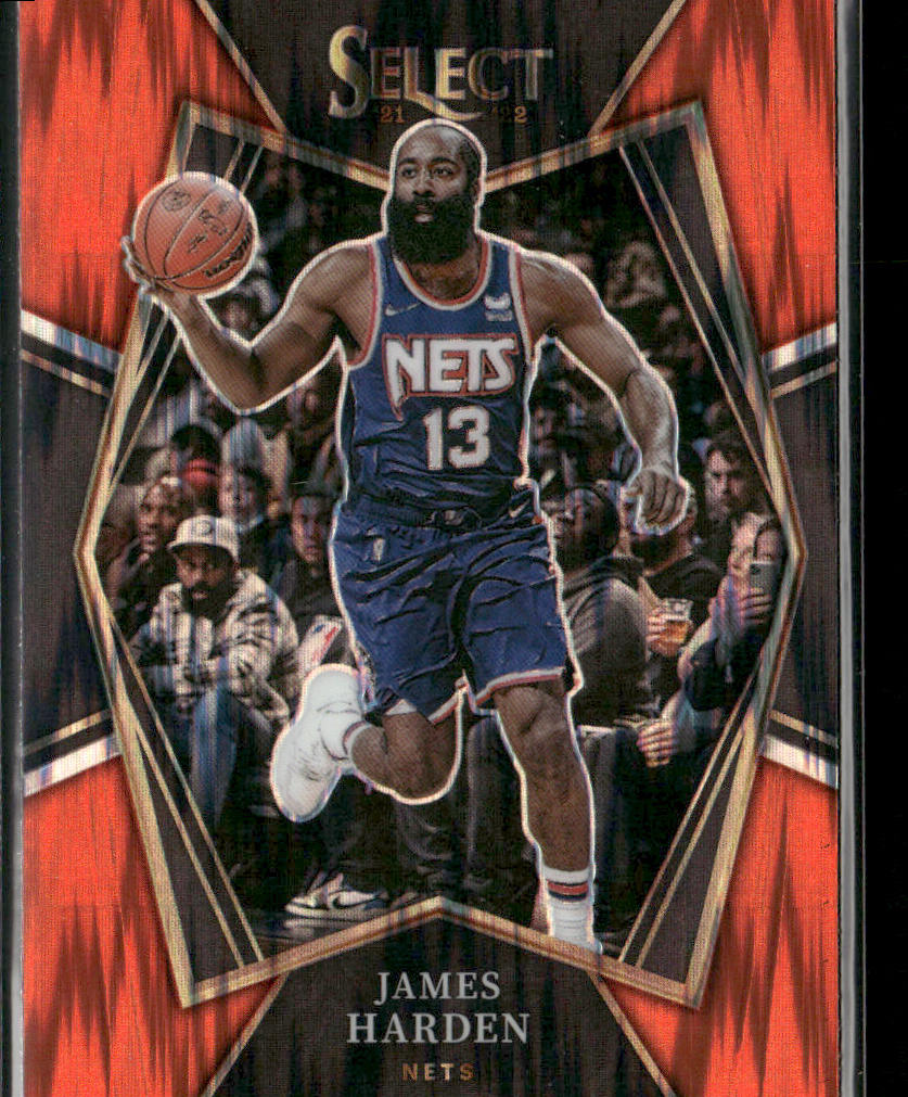 James Harden 2021-22 Panini Select Orange Flash Prizms #132 Brooklyn Nets