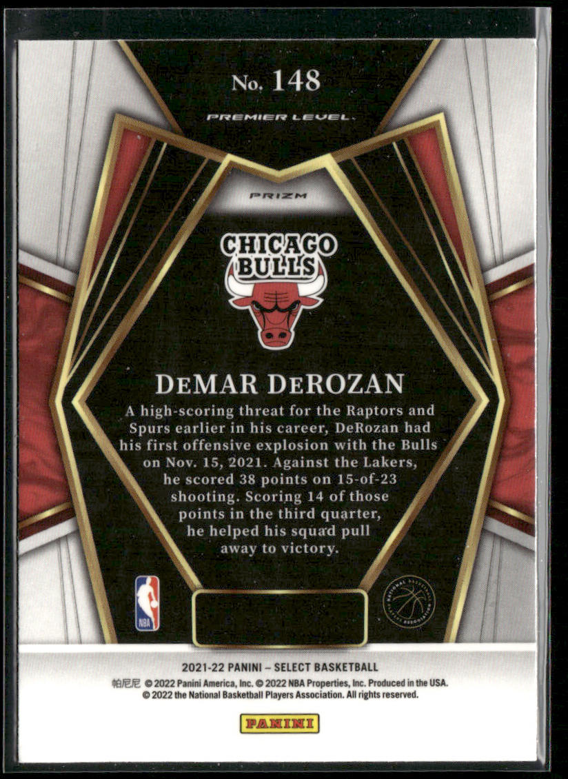 DeMar DeRozan 2021-22 Panini Select Green White Purple Prizms #148 Chicago Bulls