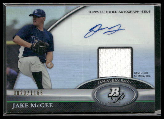 Jake McGee 2011 Bowman Platinum Relic Autograph Refractors #BAR-JM1 SN front