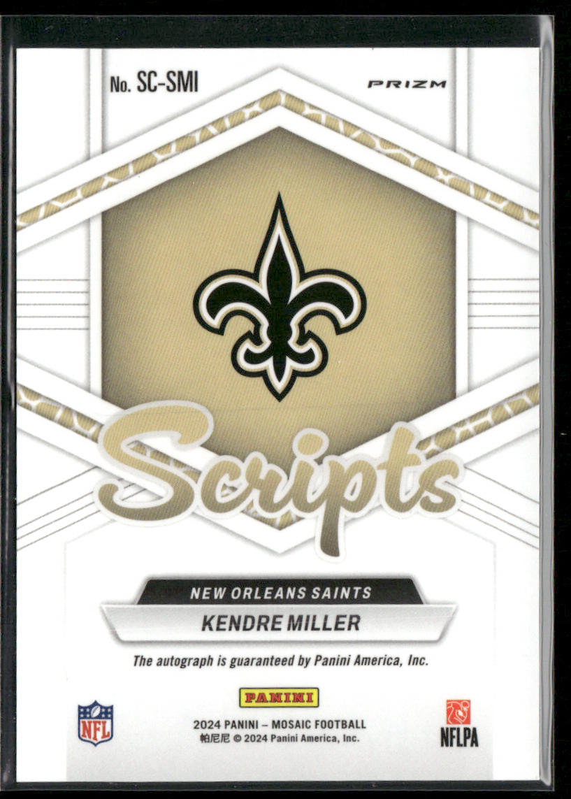 Kendre Miller 2024 Panini Mosaic Scripts #SC-SMI AU New Orleans Saints back