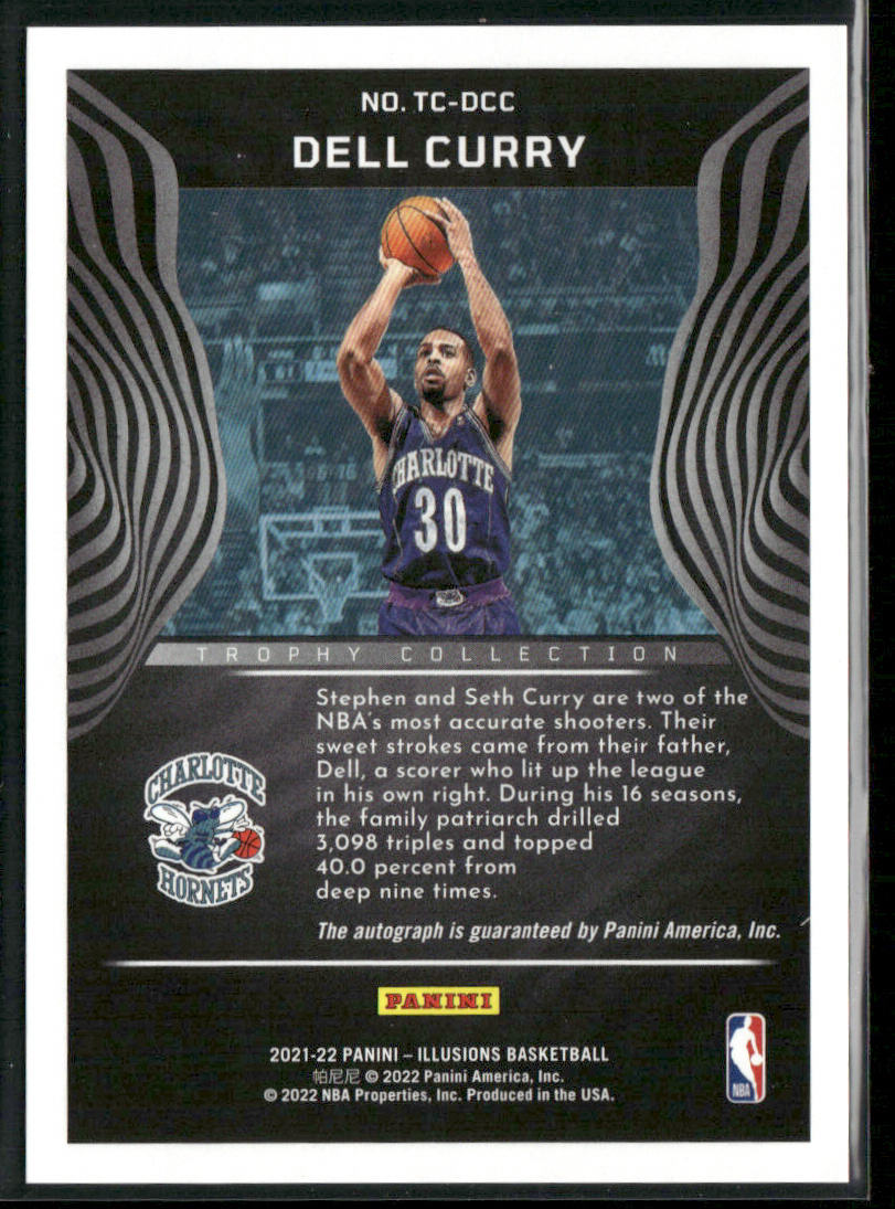 Dell Curry 2021-22 Panini Illusions Trophy Collection Signatures #TC-DCC AU back