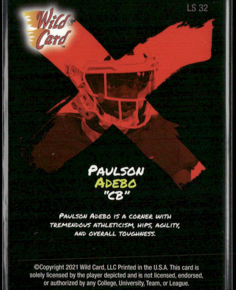 Paulson Adebo 2021 Wild Card Alumination Light Show Red #LS-32 Stanford Cardinal back