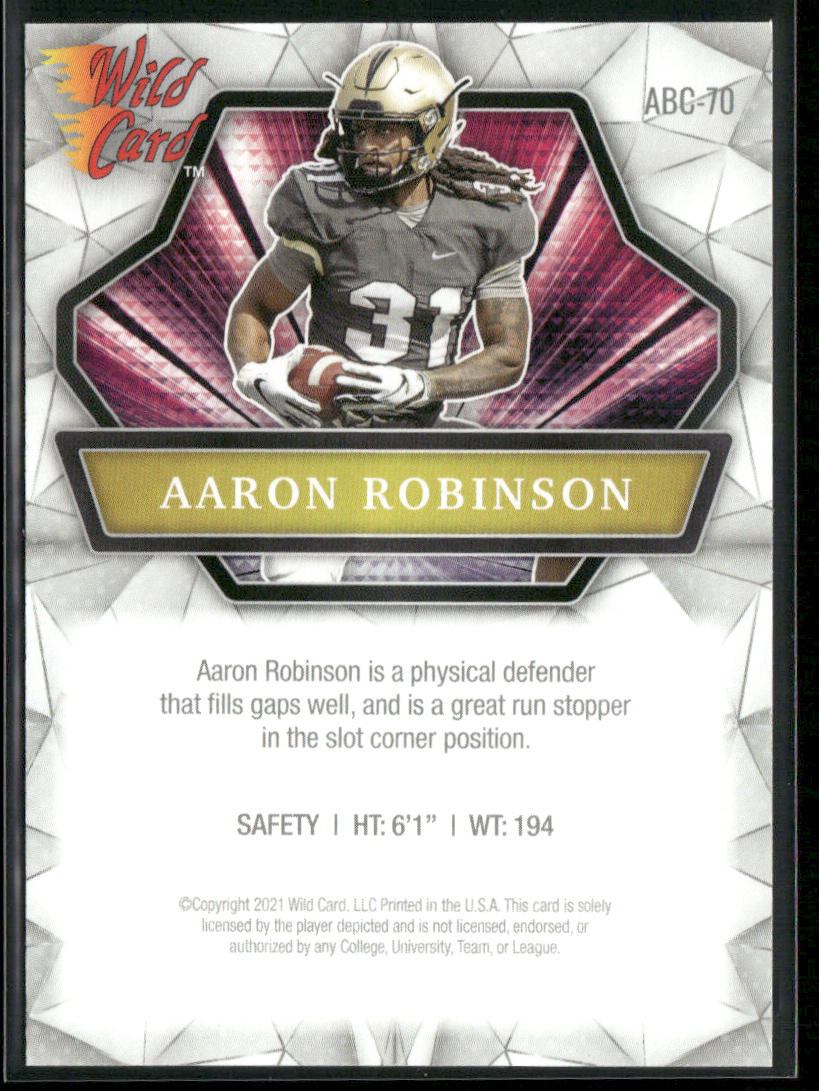 Aaron Robinson 2021 Wild Card Alumination #ABC-70 UCF Knights back