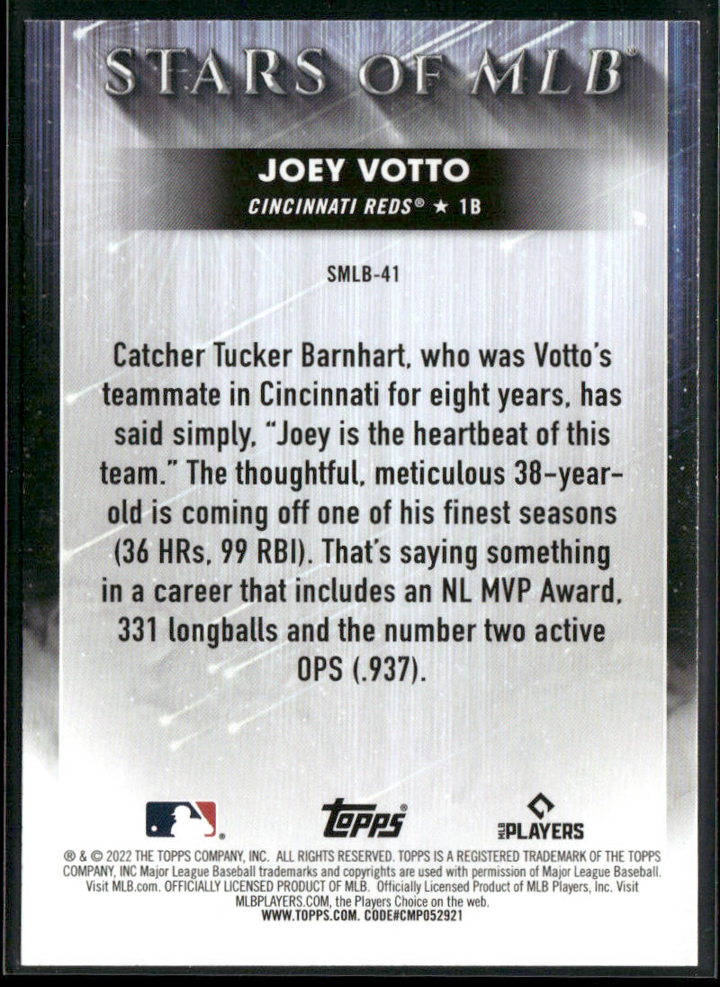 Joey Votto 2022 Topps Stars of MLB #SMLB-41 Cincinnati Reds back