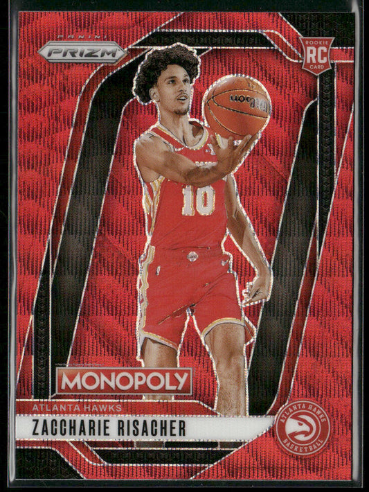 Zaccharie Risacher 2024-25 Panini Prizm Monopoly Red Prizms #27 RC Atlanta Hawks front