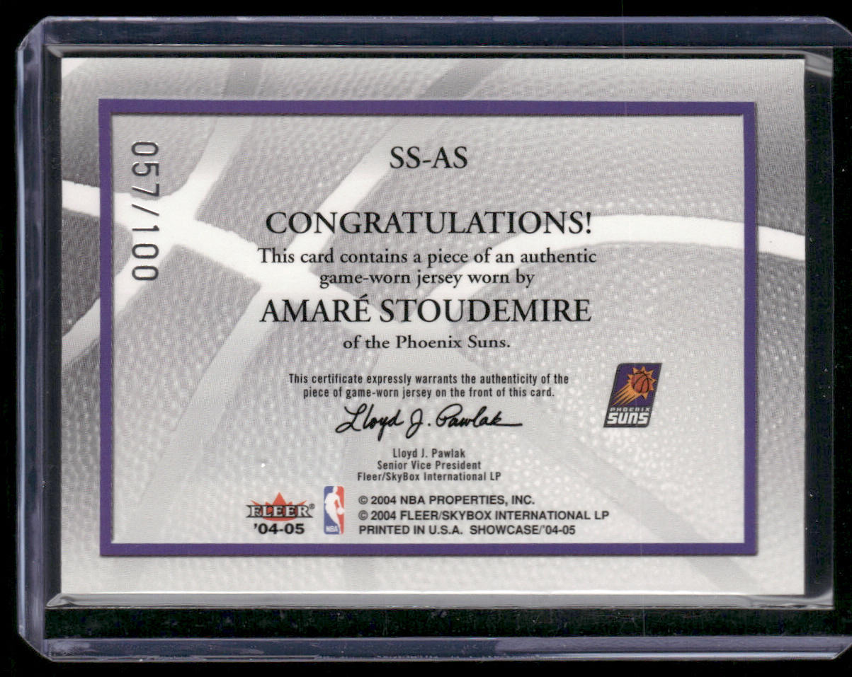 Amare Stoudemire 2004-05 Fleer Showcase Supreme Showcase Jerseys /100 #SS-AS back