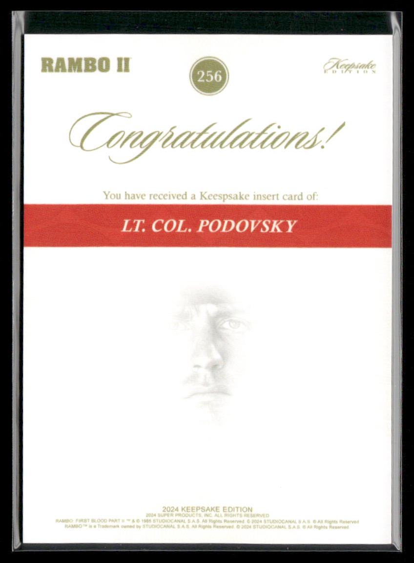 Rambo 2024 Keepsake Edition Rambo II Lt. Col. Podovsky #256 back