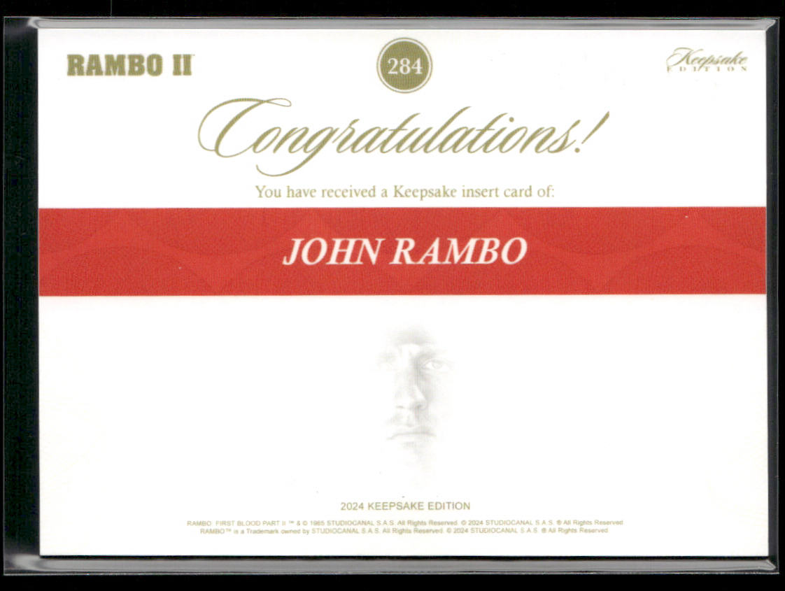 Rambo 2024 Keepsake Edition Rambo II John Rambo #284 back