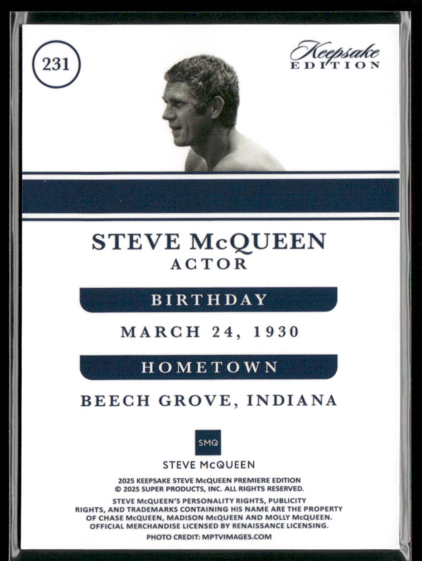 Steve McQueen 2025 Keepsake Premiere Edition #231 back