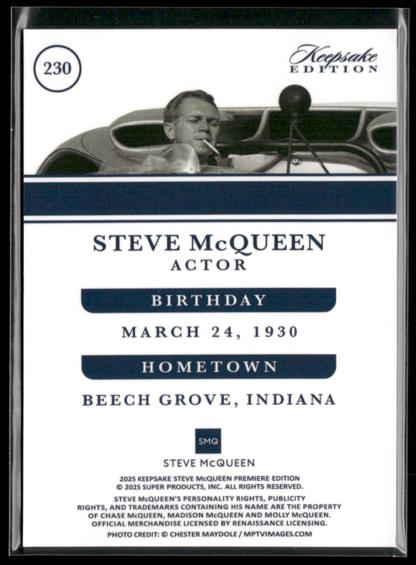 Steve McQueen 2025 Keepsake Premiere Edition #230 back
