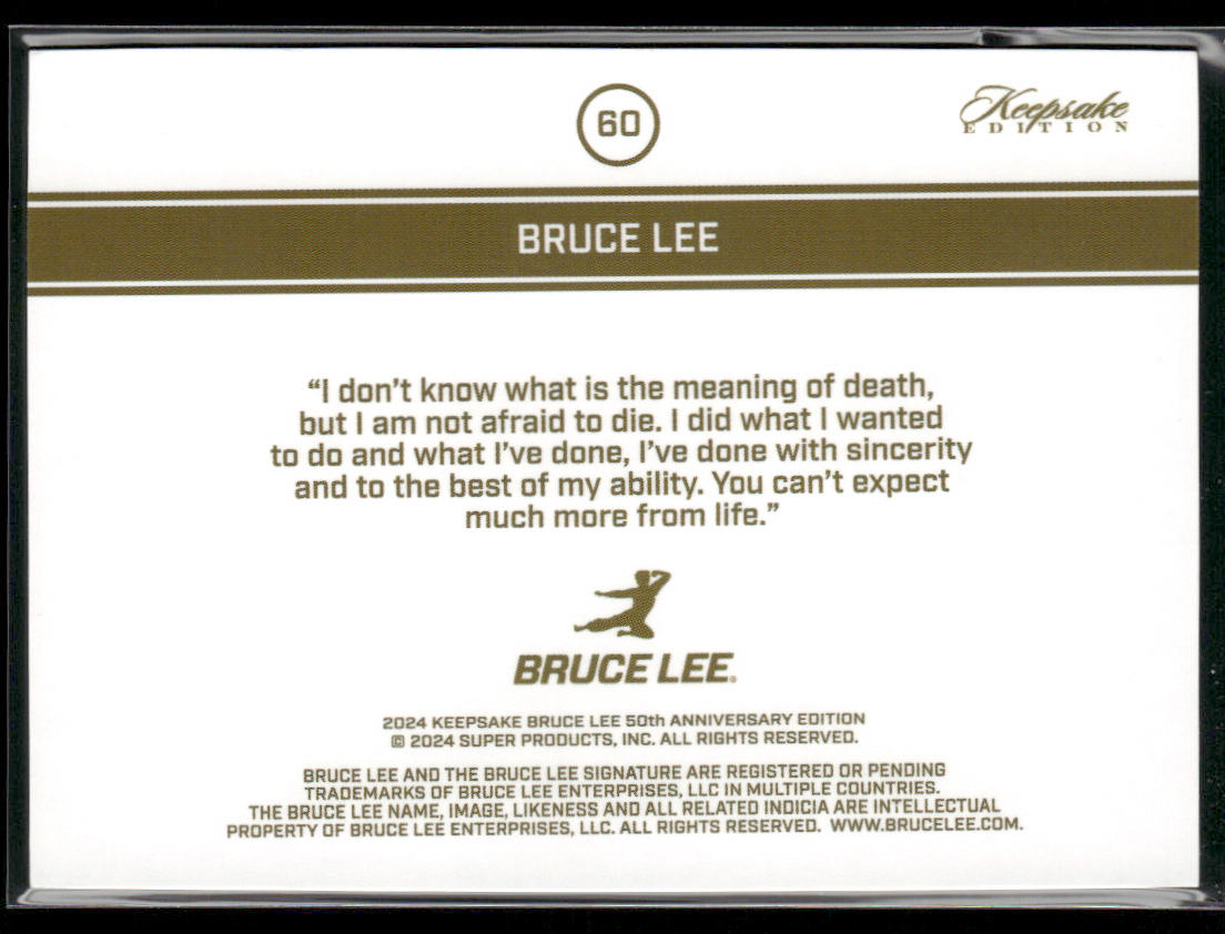 Bruce Lee 2024 Keepsake Bruce Lee 50th Anniversary Kaleidoscope Edition #60 back