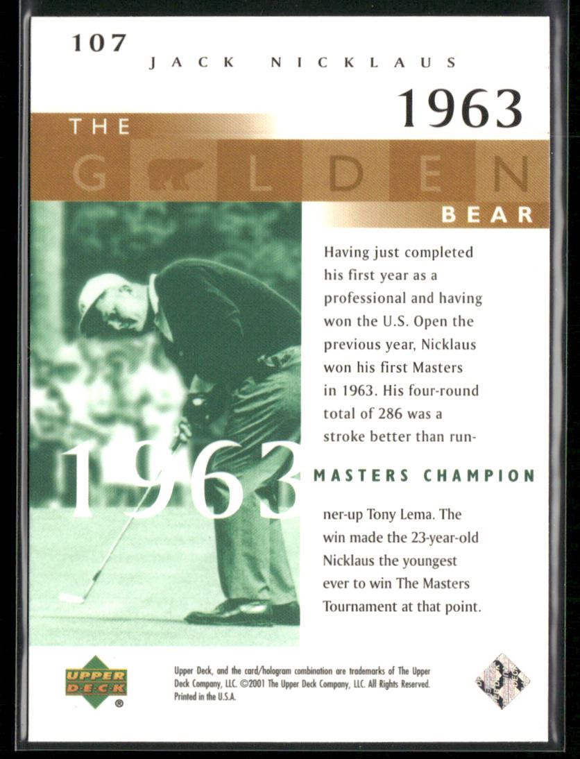 Jack Nicklaus 2001 Upper Deck #107 back