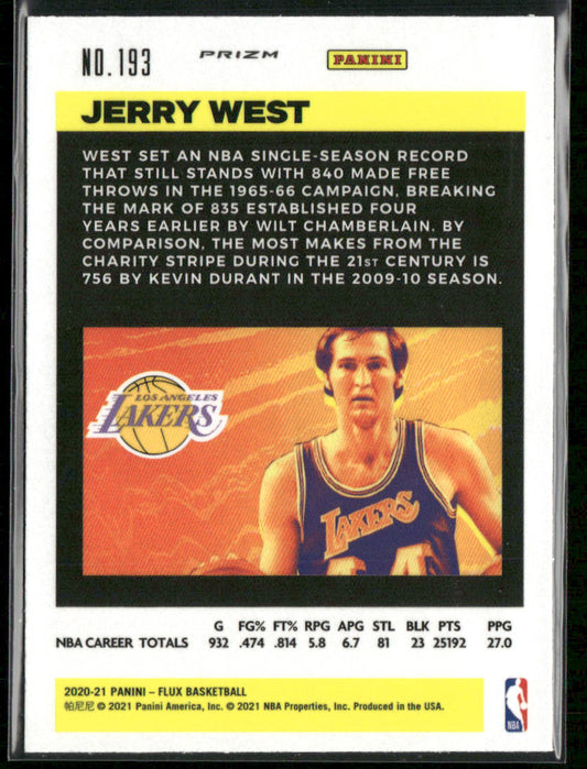 Jerry West 2020-21 Panini Flux Silver #193 Los Angeles Lakers front