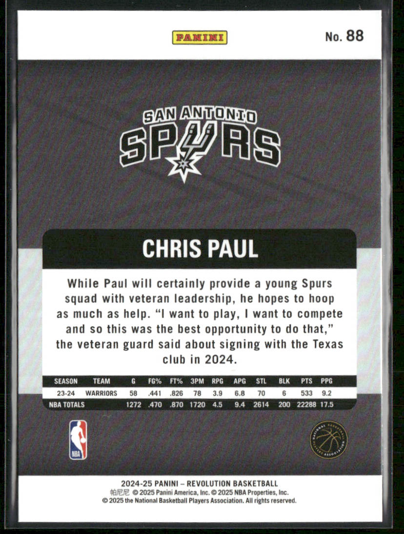 Chris Paul 2024-25 Panini Revolution #88 San Antonio Spurs back