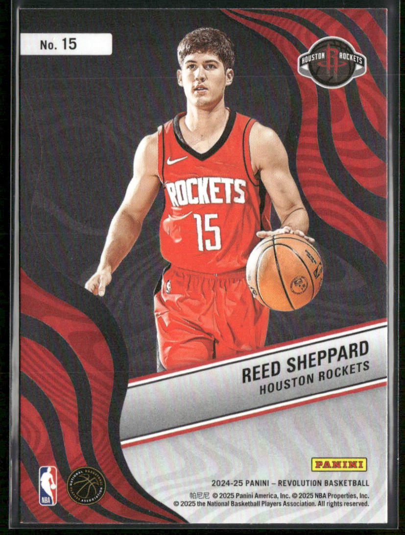 Reed Sheppard 2024-25 Panini Revolution New Wave #15 Houston Rockets back