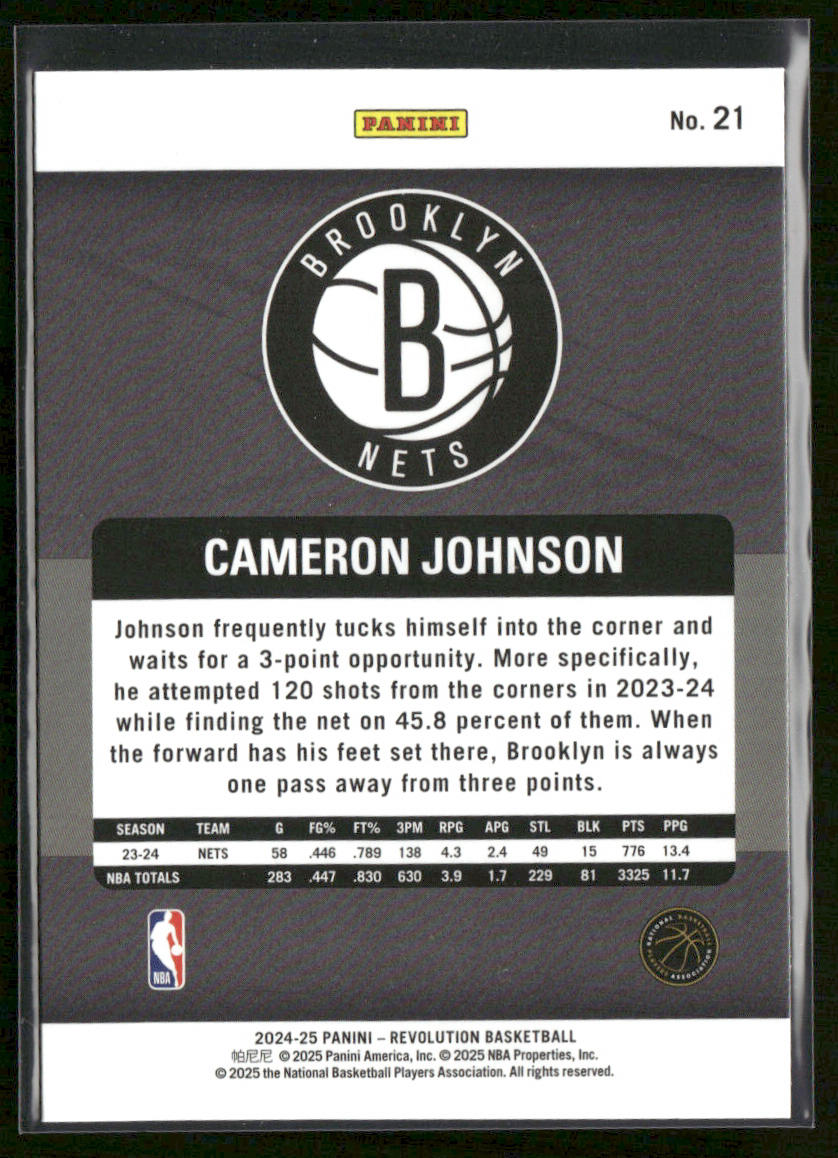 Cameron Johnson 2024-25 Panini Revolution #21 Brooklyn Nets back