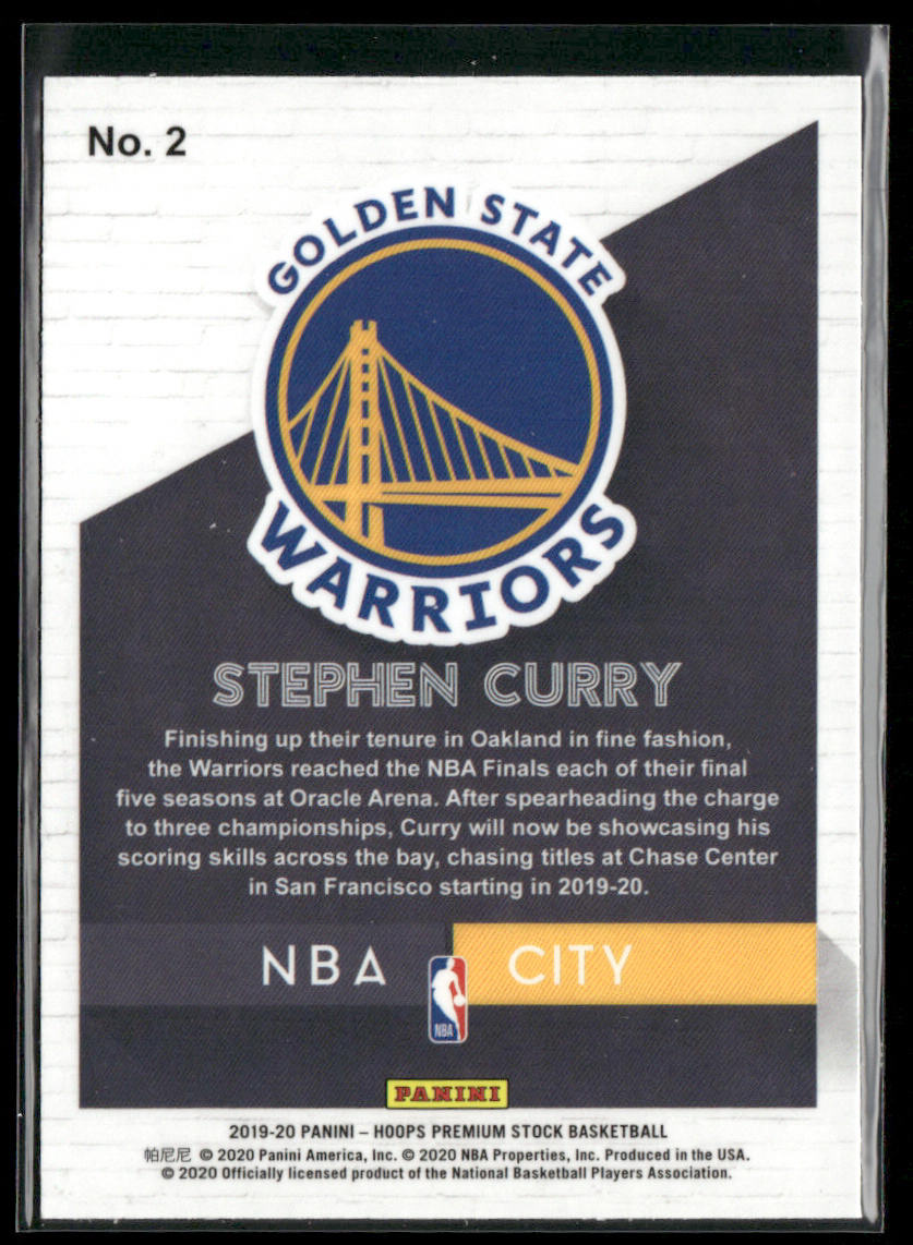 Stephen Curry 2019-20 Hoops Premium Stock NBA City #2 Golden State Warriors back