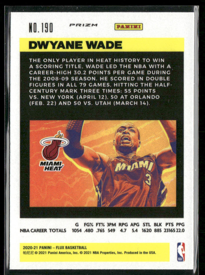 Dwyane Wade 2020-21 Panini Flux Pulsar #190 Miami Heat back