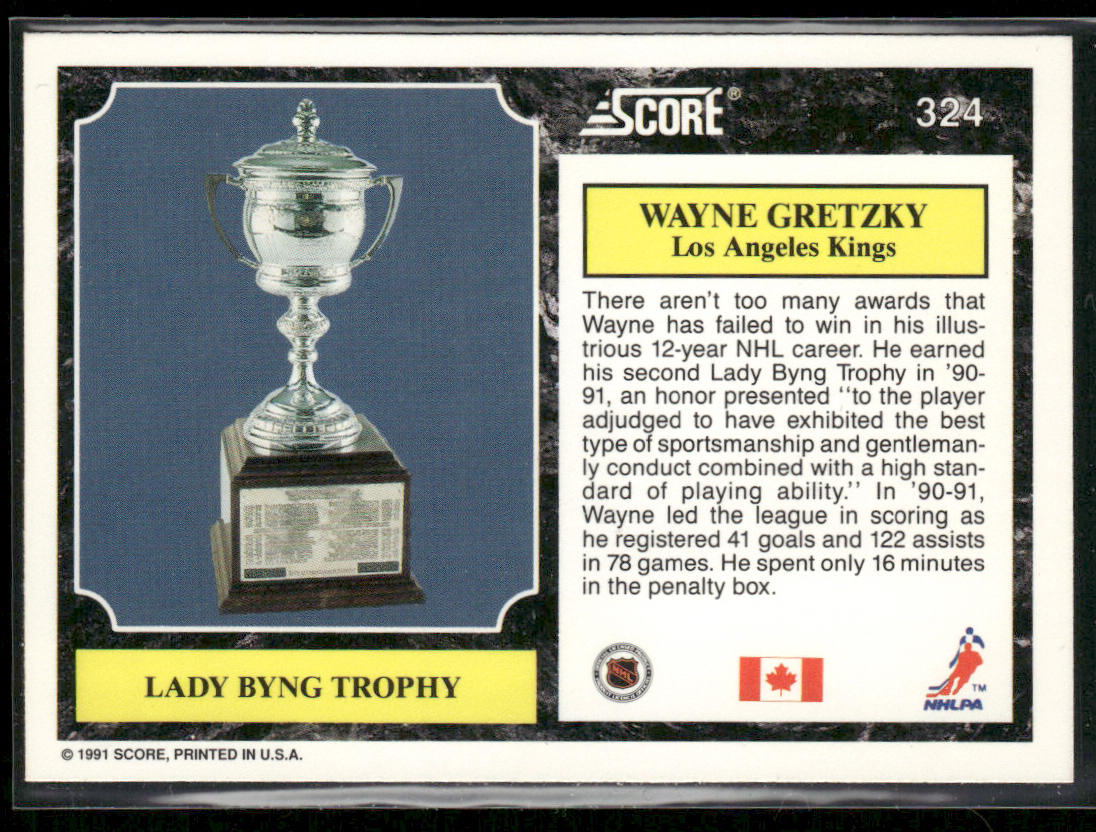 Wayne Gretzky 1991-92 Score Canadian English #324 Los Angeles Kings back