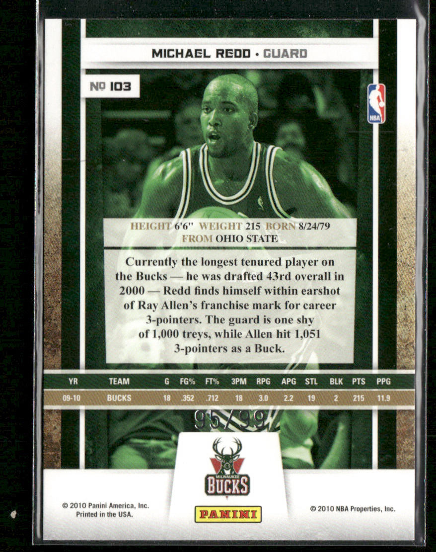 Michael Redd 2009-10 Panini Season Update Silver #103 SN Milwaukee Bucks back