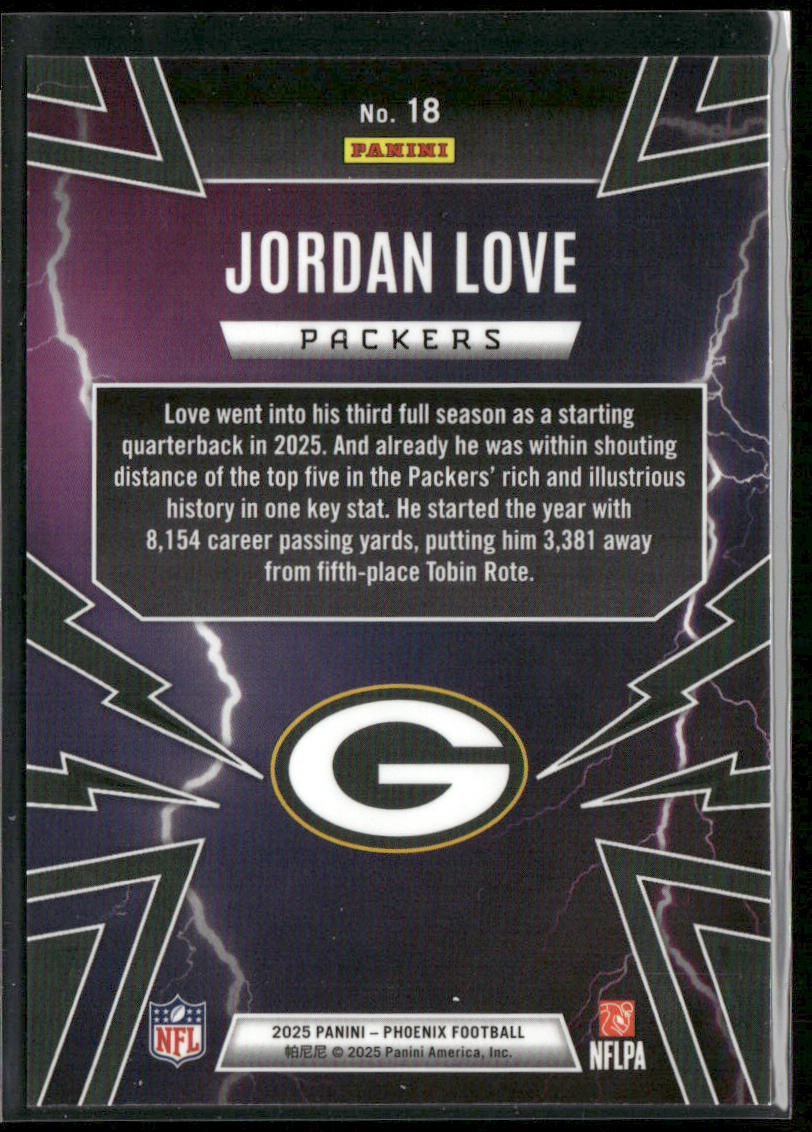 Jordan Love 2025 Panini Phoenix Thunderbirds #18 Green Bay Packers back